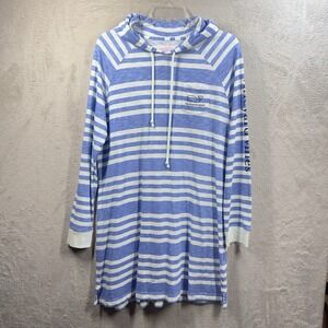 Vineyard Vines Pullover Blue Striped Hoodie Tunic‎ Dress Size M Nautical Beach